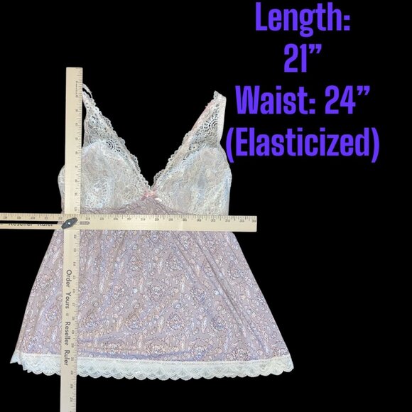 Y2K inspired Marilyn Monroe Lace & Floral Print Lines Babydoll Top L - Picture 2 of 7